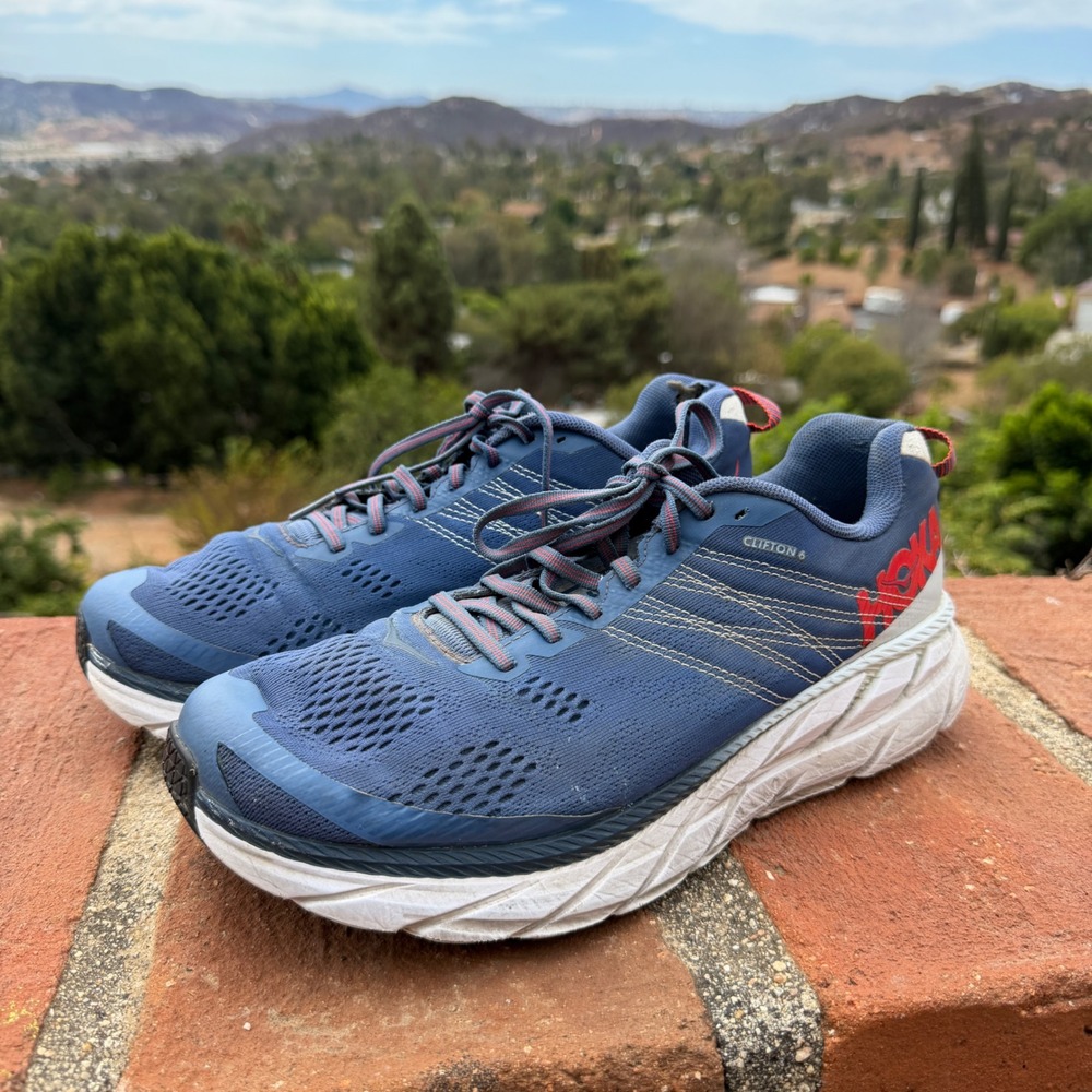 Hoka One One Clifton 6 Blue Mesh Running Shoes Mens Size 10.5